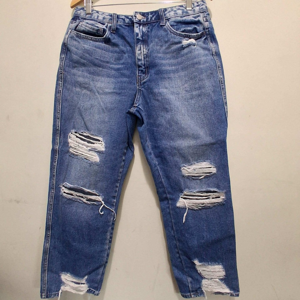 Flying Monkey Ultra High Rise Straight Leg Distressed Jeans Blue Size 30 Y4102AA